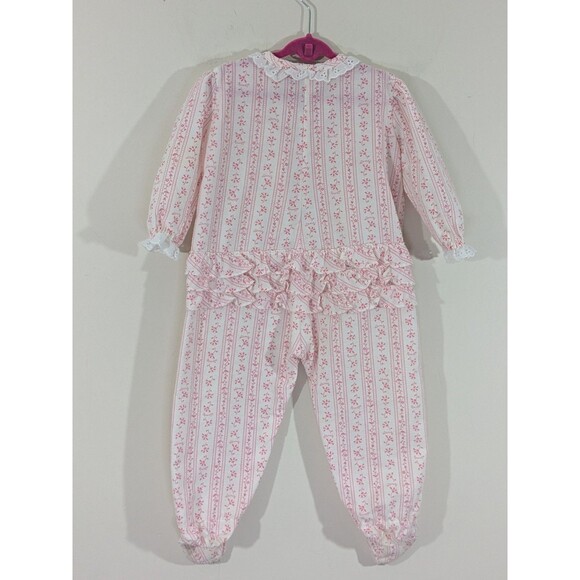 VTG Lanz of Salzburg Girl's Floral Romper Pajama Cottagecore Ruffle Butt Sz 24M - Picture 9 of 9